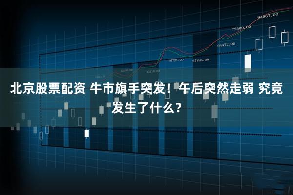 北京股票配资 牛市旗手突发！午后突然走弱 究竟发生了什么？